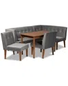 Baxton Studio Stewart Mid-century Modern Velvet Upholstered 5pc Dining Set In Grey