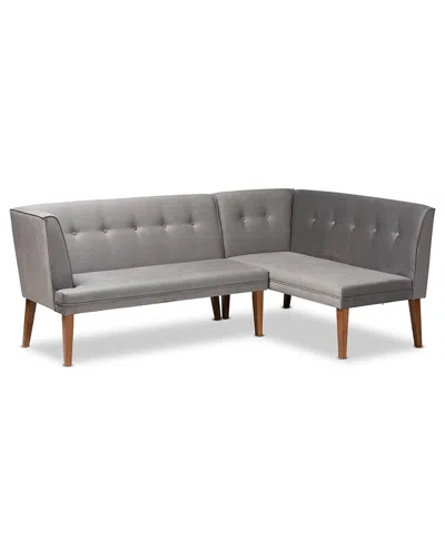 Baxton Studio Stewart Velvet Upholstered 2pc Banquette Set In Grey