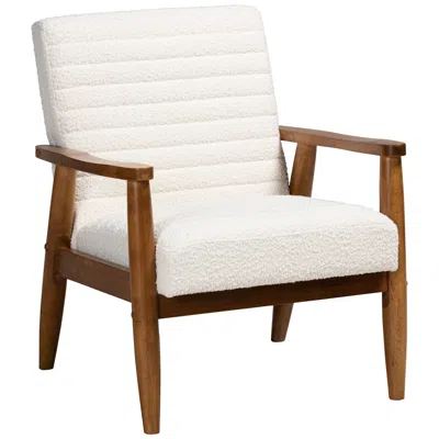 Baxton Studio Stratton Cream Tufted Fabric Armchair In White