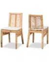 Baxton Studio Suci Modern Bohemian Rattan 2-piece Dining Chair Set In White