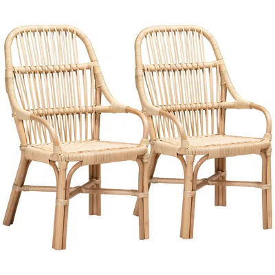 Baxton Studio Sumatera Natural Brown Rattan Dining Chairs Set Of 2