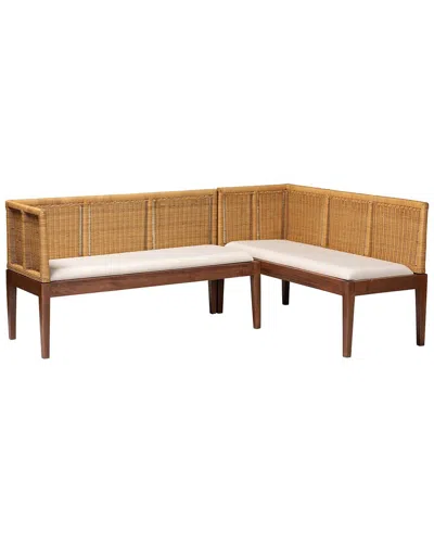 Baxton Studio Tabanan Modern Wood 2pc Dining Nook Banquette Set In Brown