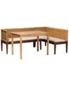 BAXTON STUDIO BAXTON STUDIO TABANAN MODERN WOOD 3PC DINING NOOK SET