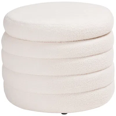Baxton Studio Tabitha Ivory Boucle Fabric Storage Ottoman In Pink