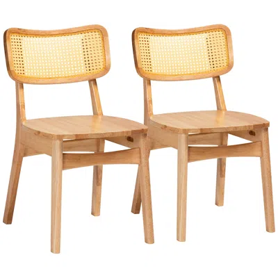Baxton Studio Tadeo Oak Brown Wood Dining Chairs Set Of 2