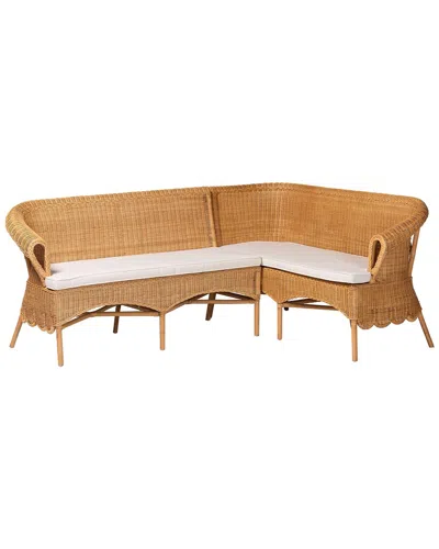 Baxton Studio Tamara Bohemian Rattan 2pc Dining Nook Bench Set In Brown