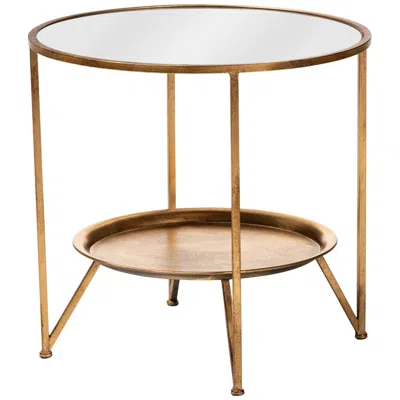 Baxton Studio Tamsin 22" Wide Antique Gold Mirrored Top Accent Table