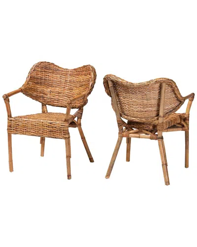 Baxton Studio Tara 2pc Natural Rattan Dining Chair In Brown
