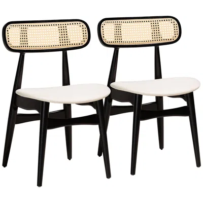 Baxton Studio Tarana Black Wood Dining Chairs Set Of 2 In Multi
