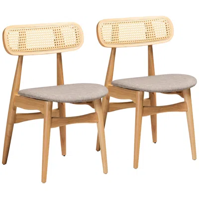 Baxton Studio Tarana Natural Oak Wood Dining Chairs Set Of 2 In Multi