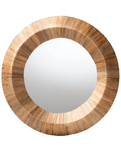 Baxton Studio Tarun Bohemian Grasscloth Accent Mirror In Brown