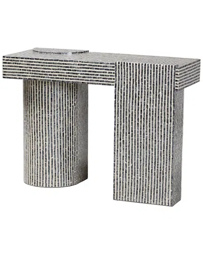 Baxton Studio Tawana Capiz Shell Console Table With Geometric Pattern In Black