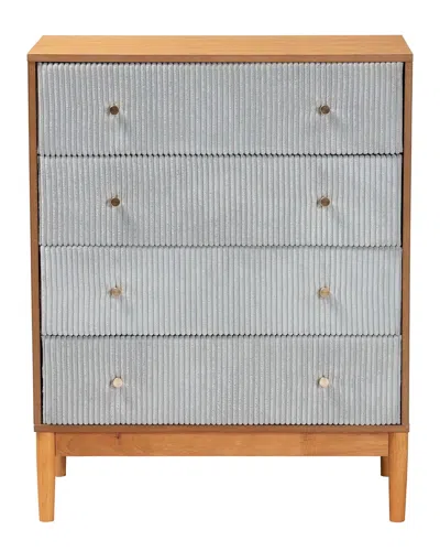Baxton Studio Taylin Mid-century Corduroy & Wood 4-drawer Chest In Gray