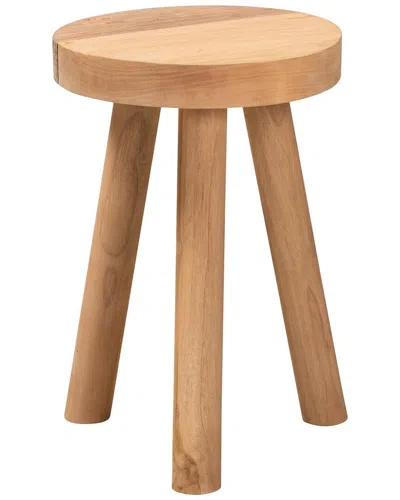 Baxton Studio Terah Mid-century Modern Teak Ottoman Footstool