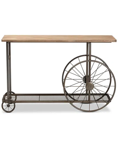 Baxton Studio Terence Wheeled Console Table In Brown