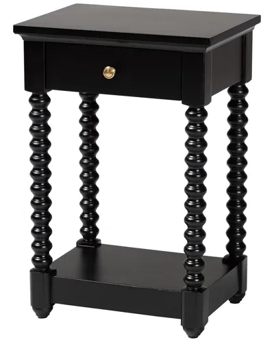 Baxton Studio Terentia Nightstand With Bobbin Legs In Black