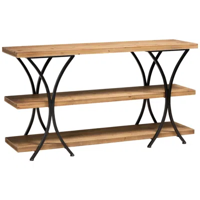 Baxton Studio Terrell 59 3/4"w Brown Wood And Black Metal Console Table