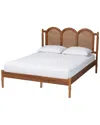 Baxton Studio Thatcher Mid-century Modern Wood Queen Size Platform Bed With  Woven Rattan