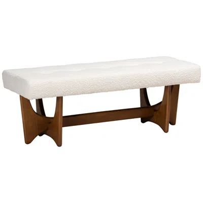Baxton Studio Theo 48 3/4"w Cream Tufted Fabric Accent Bench