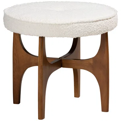 Baxton Studio Theo Cream Tufted Fabric Ottoman Footstool In Multi