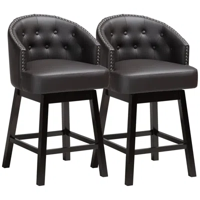 Baxton Studio Theron 27" Brown Faux Leather Swivel Counter Stools Set Of 2