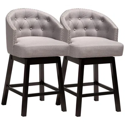 Baxton Studio Theron 27" Gray Faux Leather Swivel Counter Stools Set Of 2 In Multi