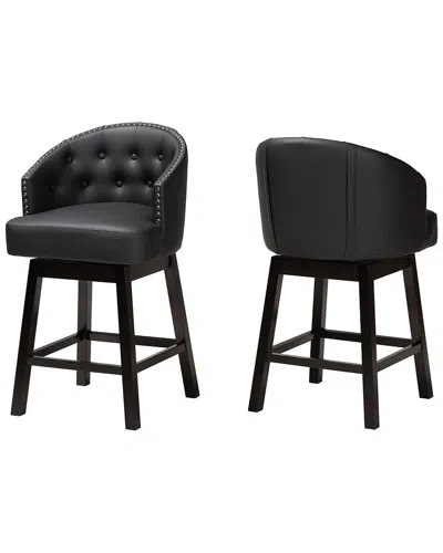 Baxton Studio Theron Mid-century 2-piece Swivel Counter Stool Set