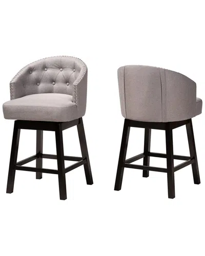 Baxton Studio Theron Mid-century 2-piece Swivel Counter Stool Set