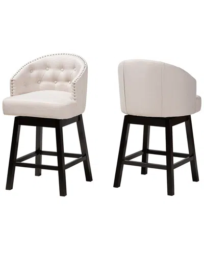 Baxton Studio Theron Mid-century 2-piece Swivel Counter Stool Set