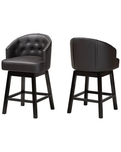 Baxton Studio Theron Mid-century 2pc Swivel Counter Stool Set