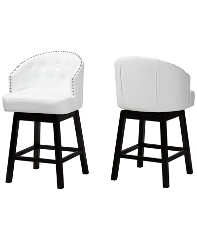 Baxton Studio Theron Mid-century 2pc Swivel Counter Stool Set