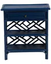 Baxton Studio Tiaret Rattan Nightstand With Drawer & Shelves In Blue