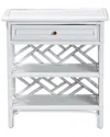 Baxton Studio Tiaret Rattan Nightstand With Drawer & Shelves In White