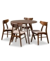 Baxton Studio Philip Mid-century Modern Transitional Fabric Upholstered 5 Piece Dining Set In Light Beige