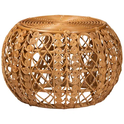 Baxton Studio Tiramisu 30" Wide Natural Brown Rattan Coffee Table