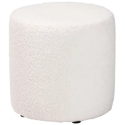 Baxton Studio Tori Ivory Boucle Fabric Round Ottoman