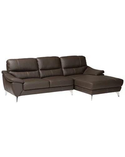 Baxton Studio Townsend Modern Leather Sectional Sofa With Right Facing Chaise In Brown