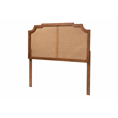 Baxton Studio Traditional Ash Walnut Finished Wood King Size Headboard With Rattan In Brown