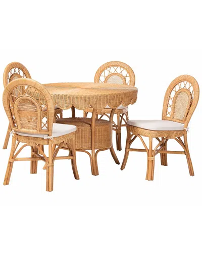 Baxton Studio Travis 5-piece Natural Rattan Dining In Brown