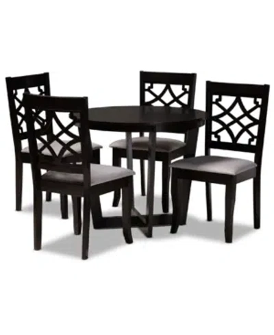 BAXTON STUDIO TRICIA MODERN AND CONTEMPORARY FABRIC UPHOLSTERED 5 PIECE DINING SET
