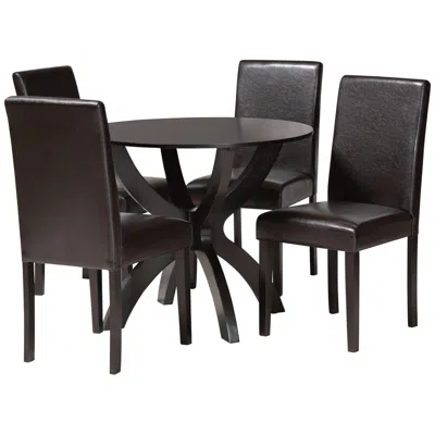 Baxton Studio Trine Espresso Brown Faux Leather Wood 5-piece Dining Set