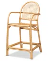 Baxton Studio Tugera Rattan Counter Stool In Brown