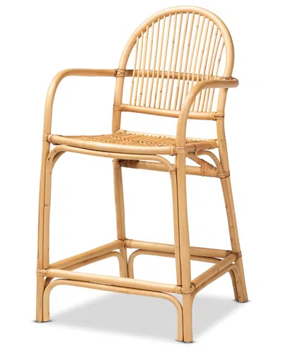 Baxton Studio Tugera Rattan Counter Stool In Brown