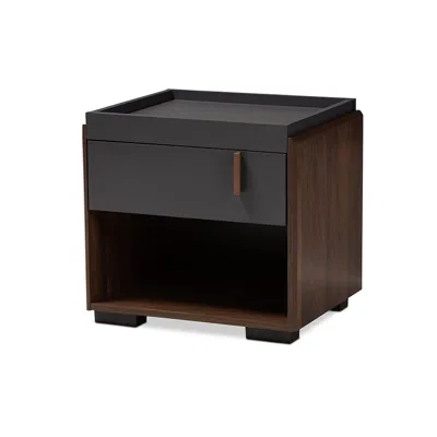 Baxton Studio Two-tone Gray And Walnut Finished Wood 1-drawer Nightstand In Blue