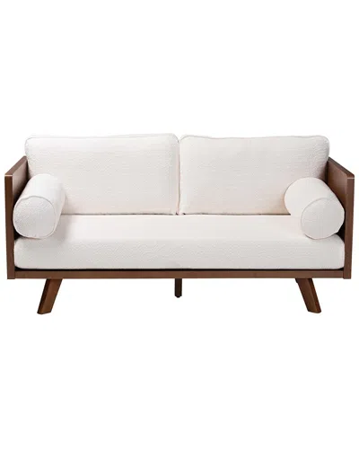 Baxton Studio Uriel Mid-century Modern Boucle Fabric Sofa In White