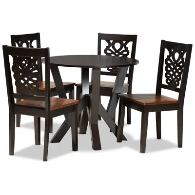 Baxton Studio Valda Two-tone Brown Wood 5-piece Dining Table And Chair Set