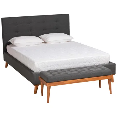 Baxton Studio Valencia Dark Gray Fabric Queen Size 2-piece Bedroom Set