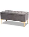 Baxton Studio Valere Velvet Button Tufted Storage Ottoman