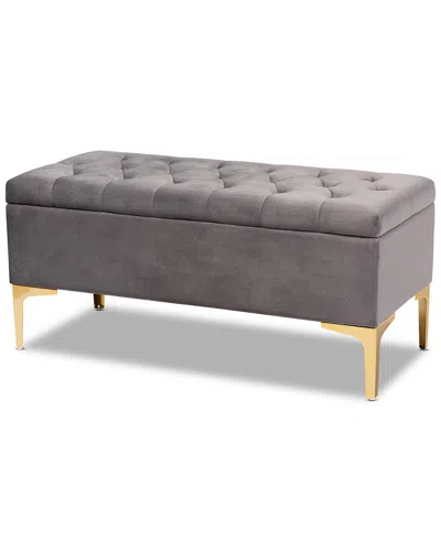 Baxton Studio Valere Velvet Button Tufted Storage Ottoman