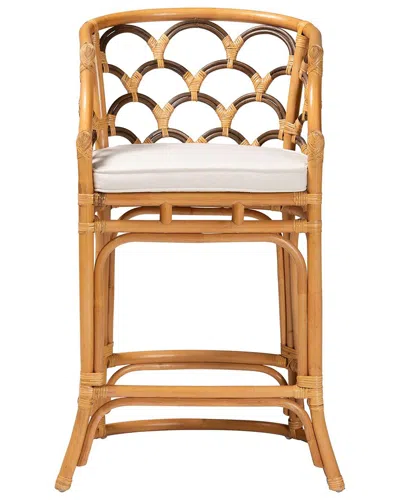 Baxton Studio Veneto Modern Bohemian Rattan Bar Stool In Brown